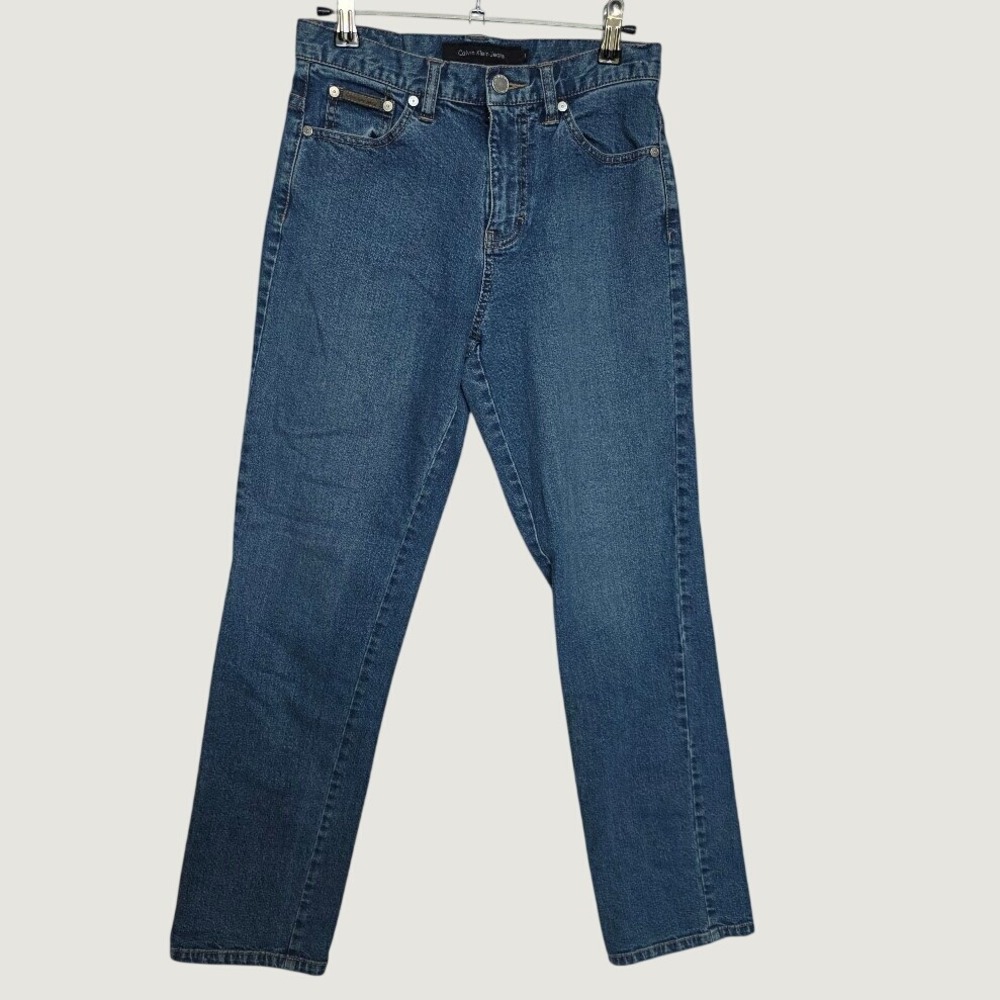 Calvin Klein Classic Straight Leg Jeans Womens 2 Blue Excellent High Rise Denim